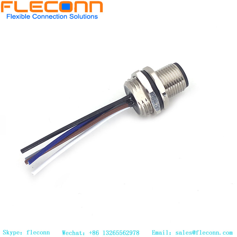 M12 5 Pole Male Front Mount Connector With Cable