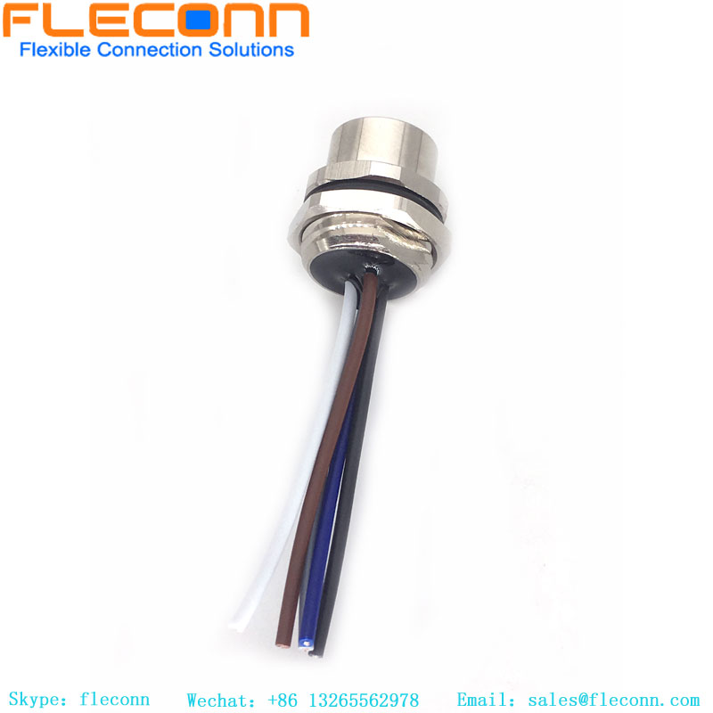 M12 5 Pin A-coded Panel Mount Connector With Cable M12 5 Pin A-coded Panel Mount Connector With Cable