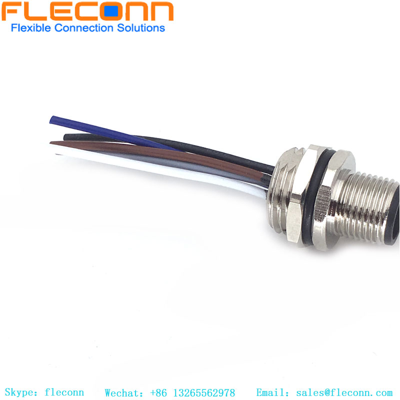M12 5 Pole Male Front Mount Connector With Cable