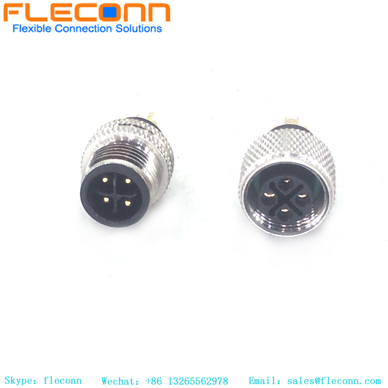 M12 4 Pin S-Code Cable Molded Connector