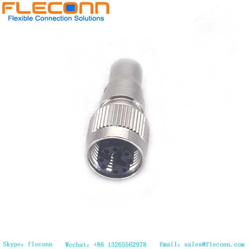 M12 8 Pins X-Code Plug Shielded Molding Circular Connector