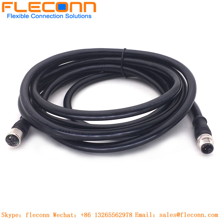 M12 L-Coded 4+PE Male To Female Connector Cable