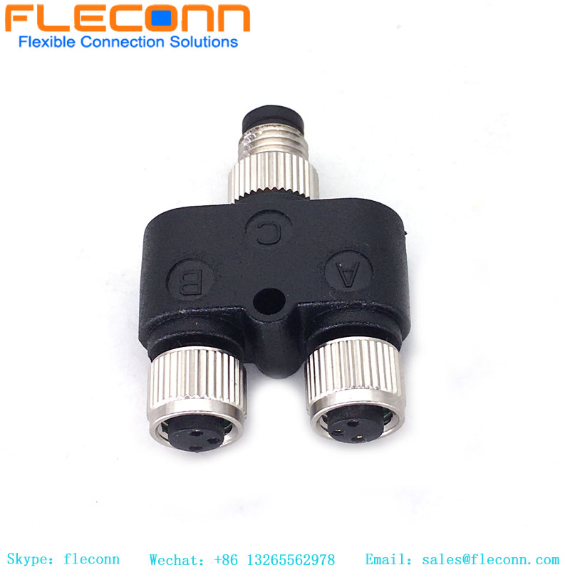 M8 Y Splitter 4Pin Male To 2*3Pin Female Connector
