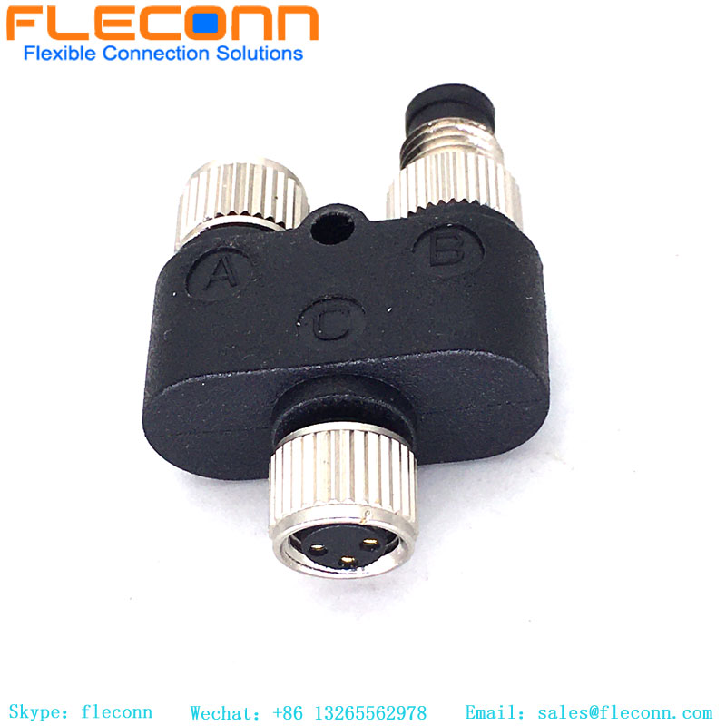 M8 3 pin Y Splitter One Male To Two Female Connector