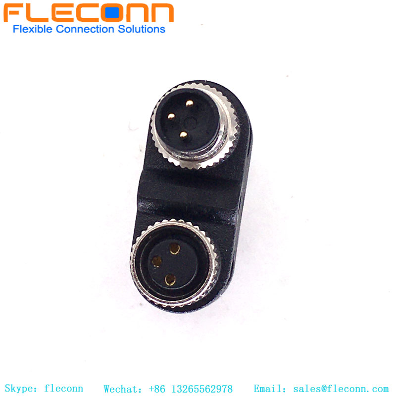 M8 3 pin Y Splitter One Male To Two Female Connector