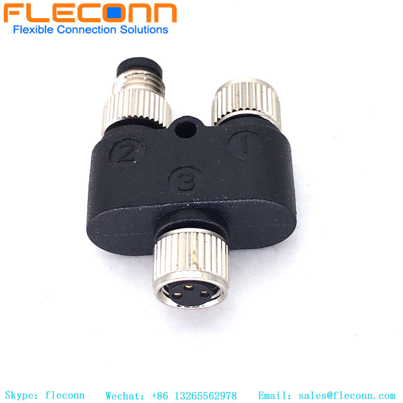 M8 3 pin Y Splitter One Male To Two Female Connector
